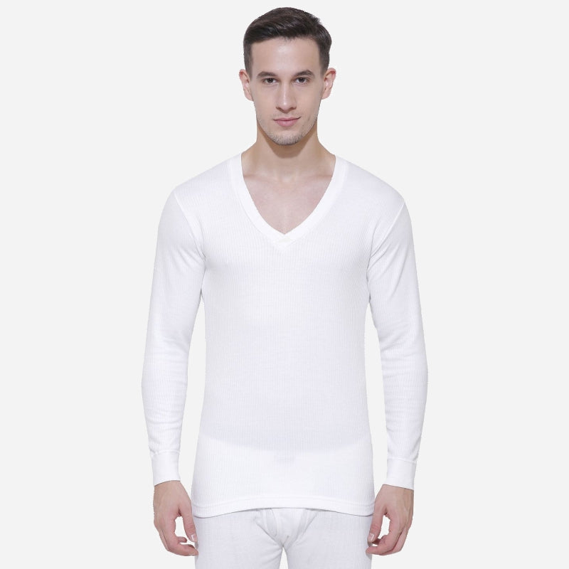 Quilt Bodycare Antibacterial Thermal Men Top V Neck Full Sleeves Solid