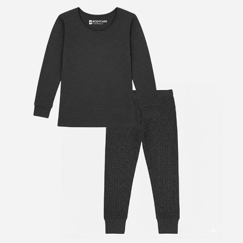 Bodycare Quilt Unisex Thermal Top & Bottom Set - Charcoal Melange