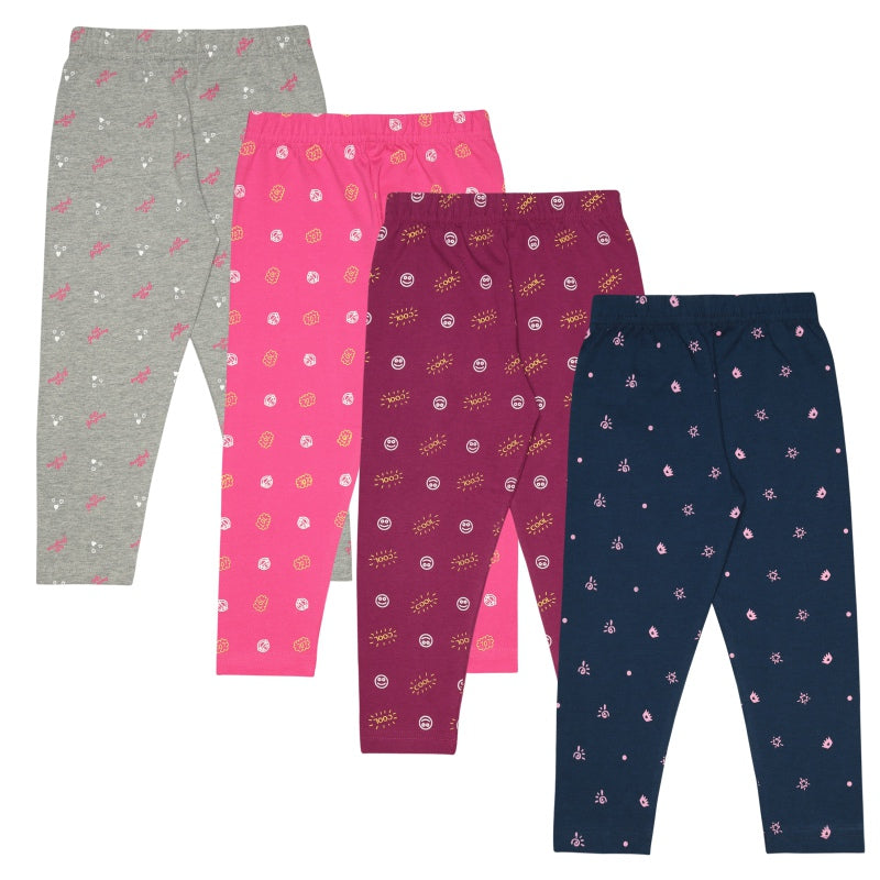 Bodycare Girls Cotton Printed Capri Pack Of 4