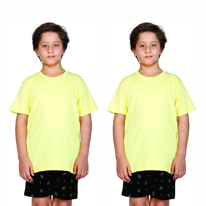 Proteens Boys Round Neck Half Sleeves Solid Tshirt Pack Of 2