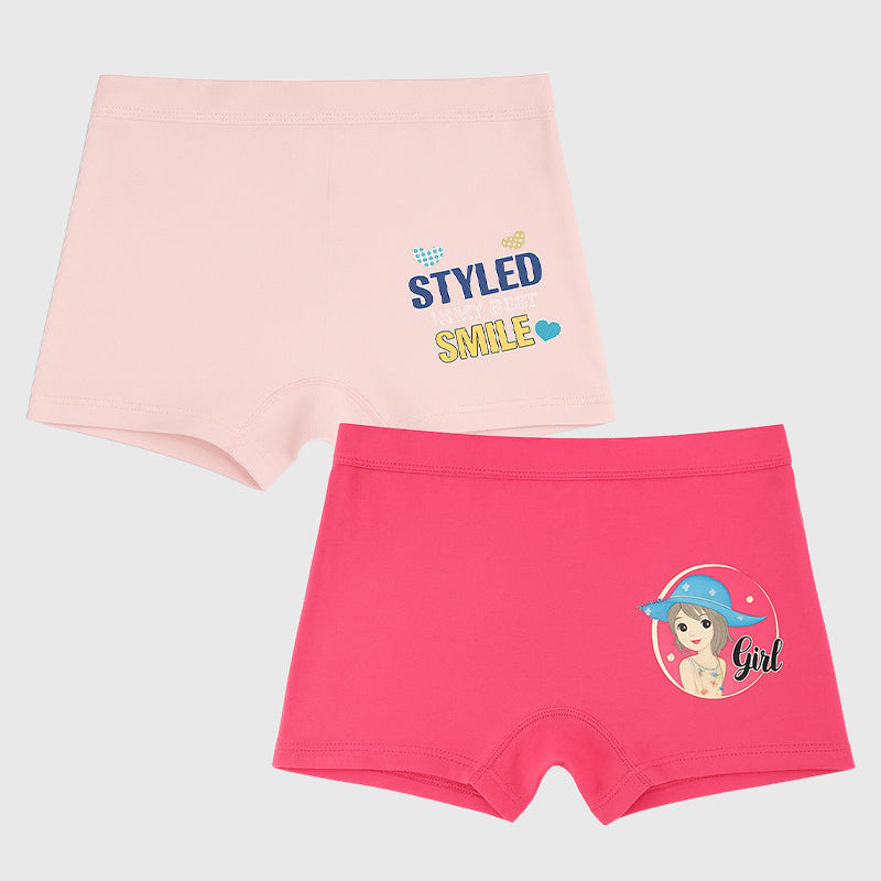 Bodycare Girls Boyshorts Assorted| Lycra Waistband | Pack Of 2