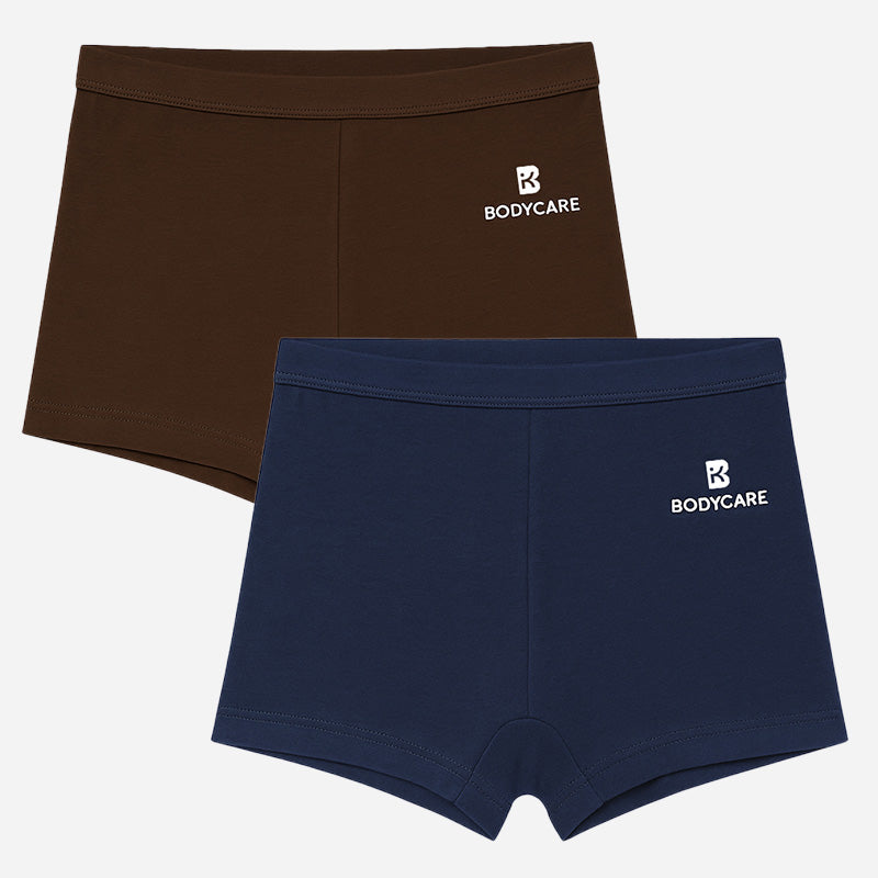 Bodycare Girls Boyshorts Solid Navy & Brown | Lycra Waistband | Pack Of 2