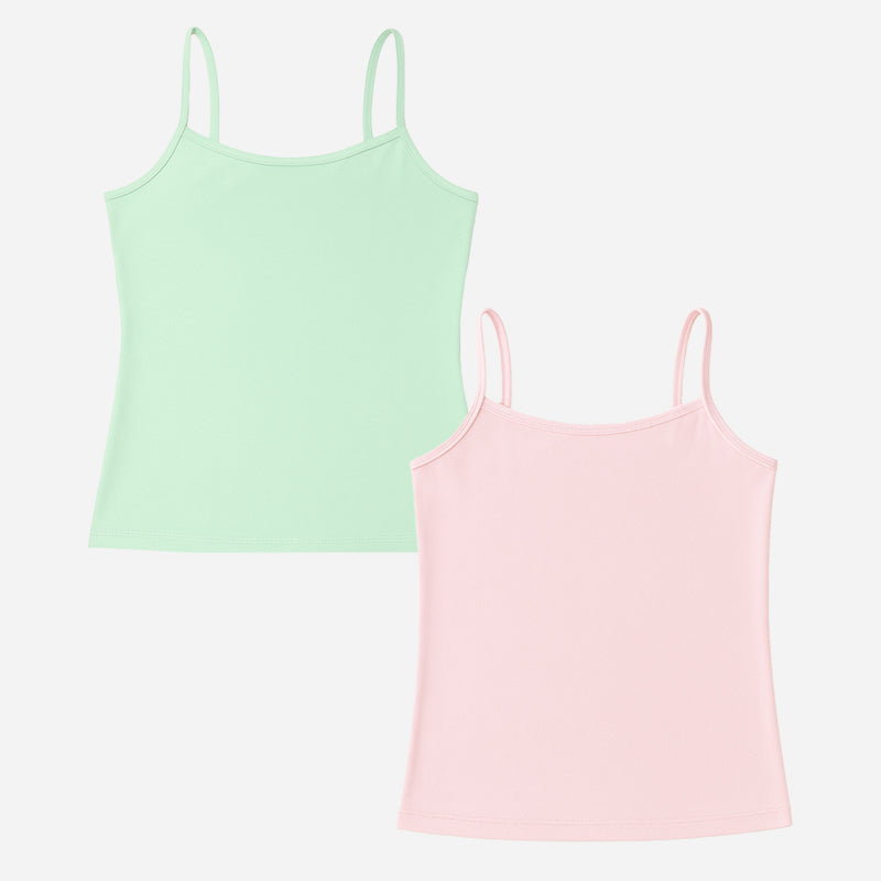 Bodycare Girls Vest | Regular Fit | 100% Cotton | Sleeveless Solid Assorted Pack Of 2