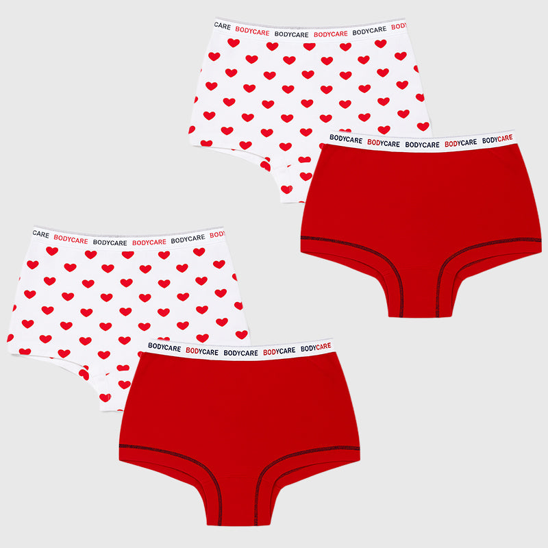 BODYCARE Girl's Premium Cotton Boyshorts Pack of 4 (Color & Print May Vary)