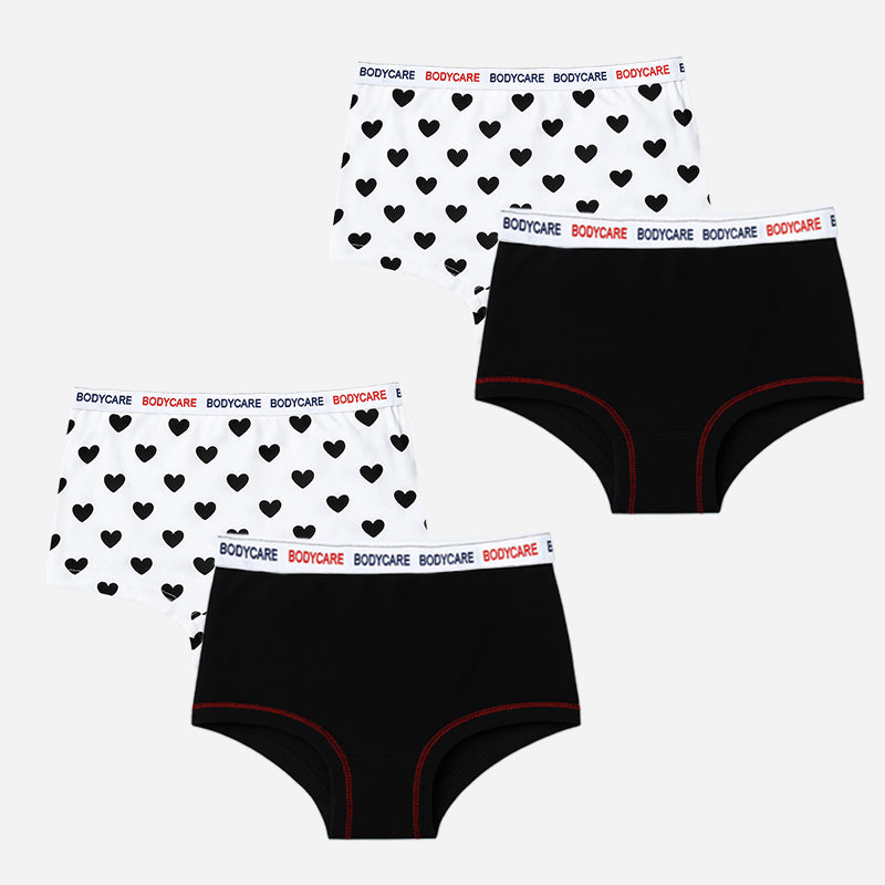 BODYCARE Girl's Premium Cotton Boyshorts Pack of 4 (Color & Print May Vary)