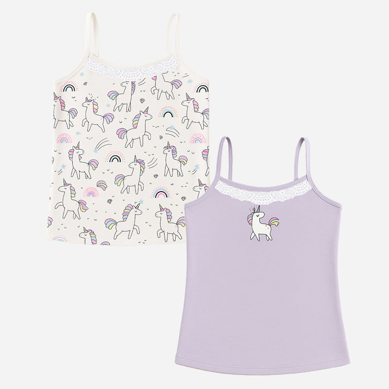 Bodycare Girls Vest | Regular Fit | 100% Cotton | Sleeveless Solid Assorted Pack Of 2